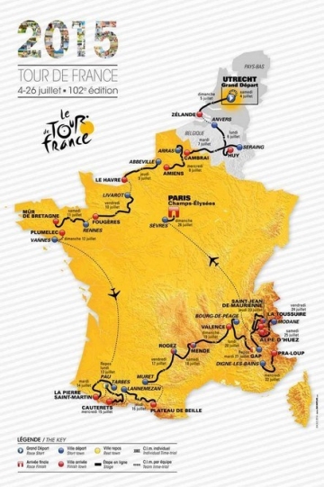 La carte du Tour de France 2014