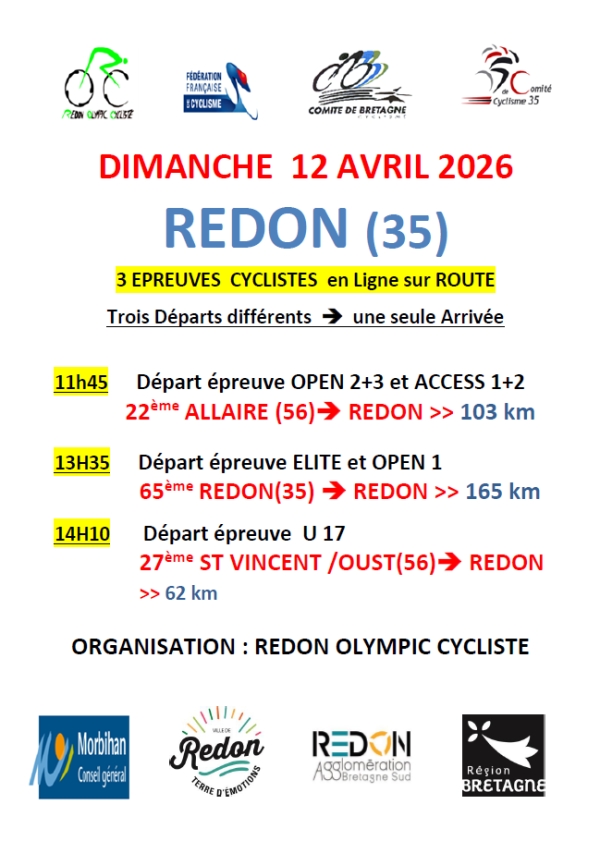 Redon OC "Programme du 12 Avril 2026"