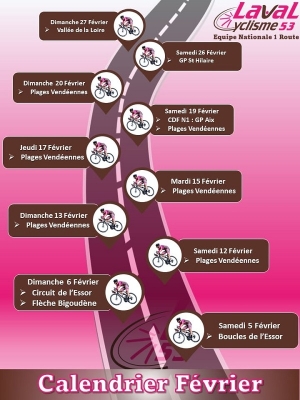 Laval Cyclisme 53: Calendrier course de Février