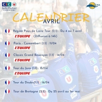 CIC U Nantes Atlantique: Calendrier d&#039;Avril